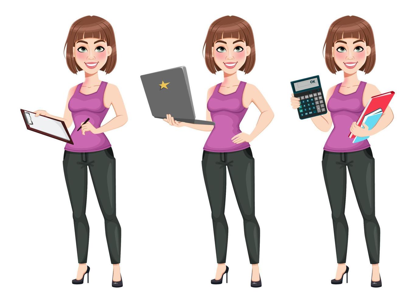 Cute cartoon businesswoman in casual clothes vector