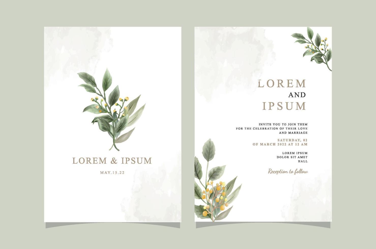 Elegant Floral Hand Drawn Wedding Invitation Card Template vector