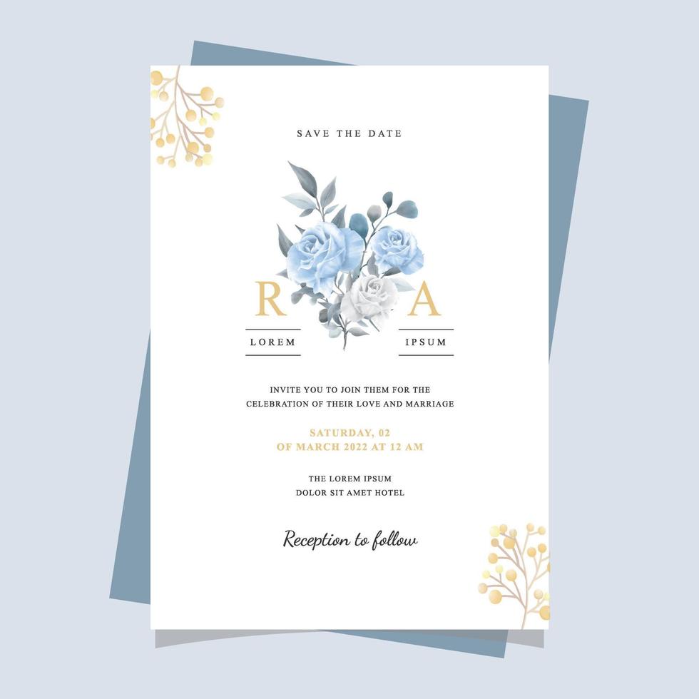 Elegant Floral Hand Drawn Wedding Invitation Card Template vector