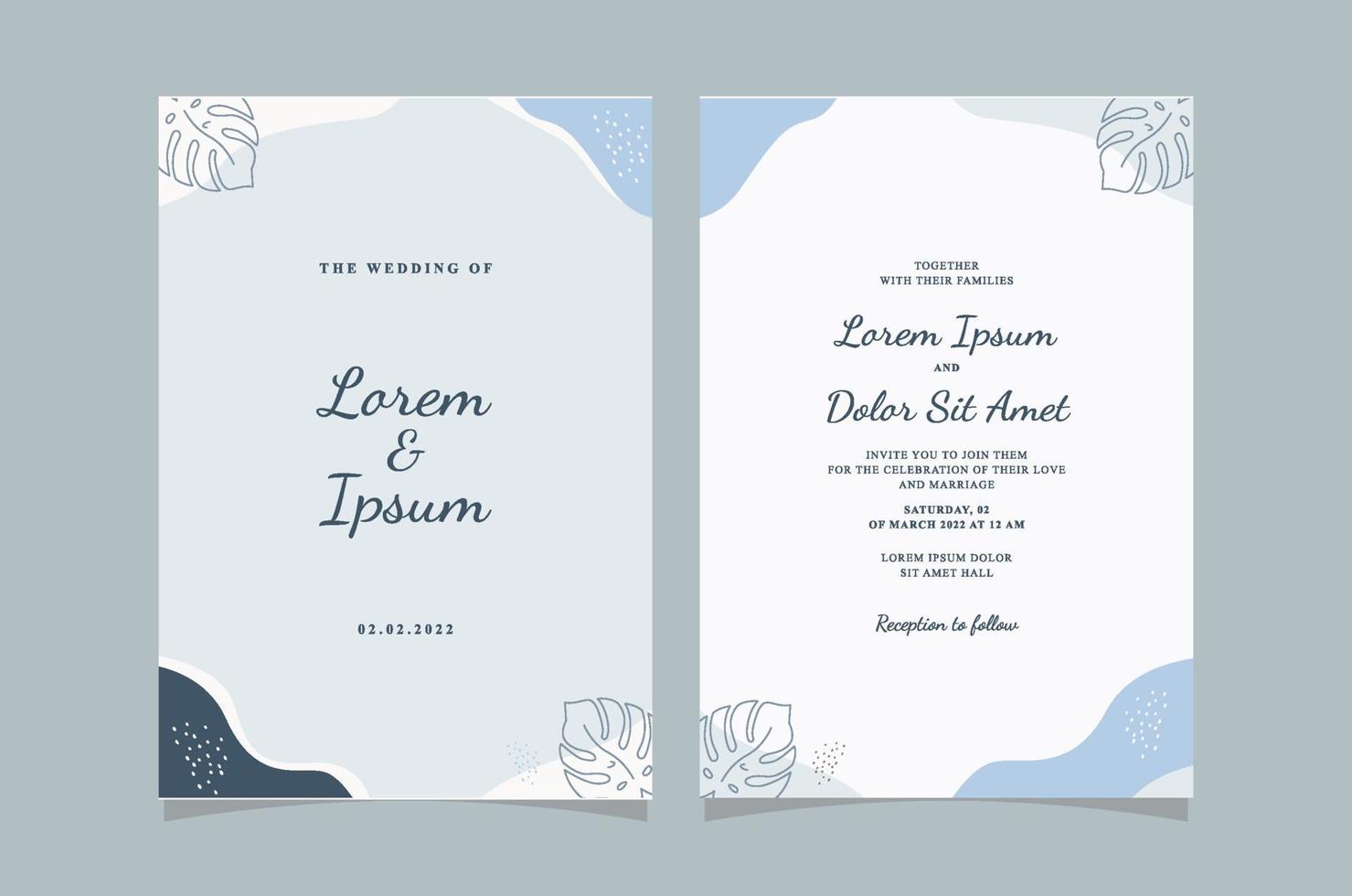 Elegant Floral Line Art Wedding Invitation Card Template vector