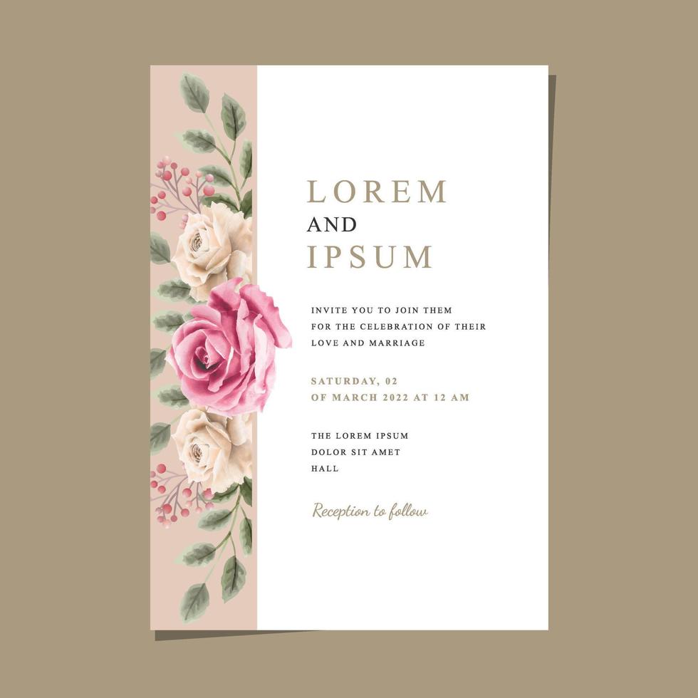 Elegant Floral Hand Drawn Wedding Invitation Card Template vector