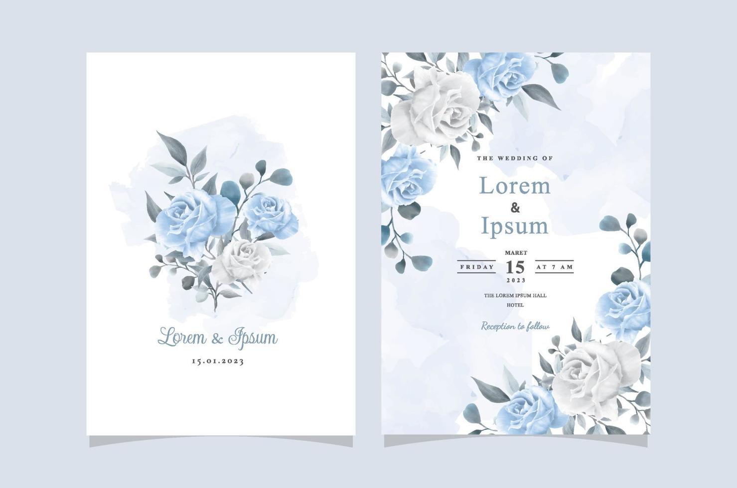 Elegant Floral Hand Drawn Wedding Invitation Card Template vector