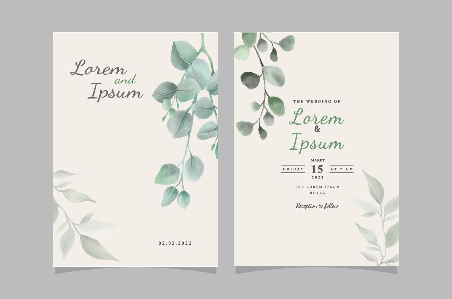 elegante plantilla de tarjeta de invitación de boda dibujada a mano floral vector