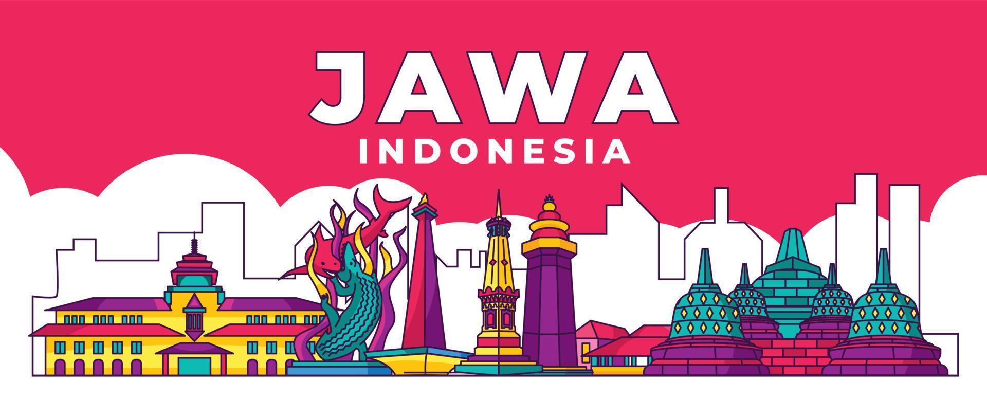 Jawa indonesia landmark vector