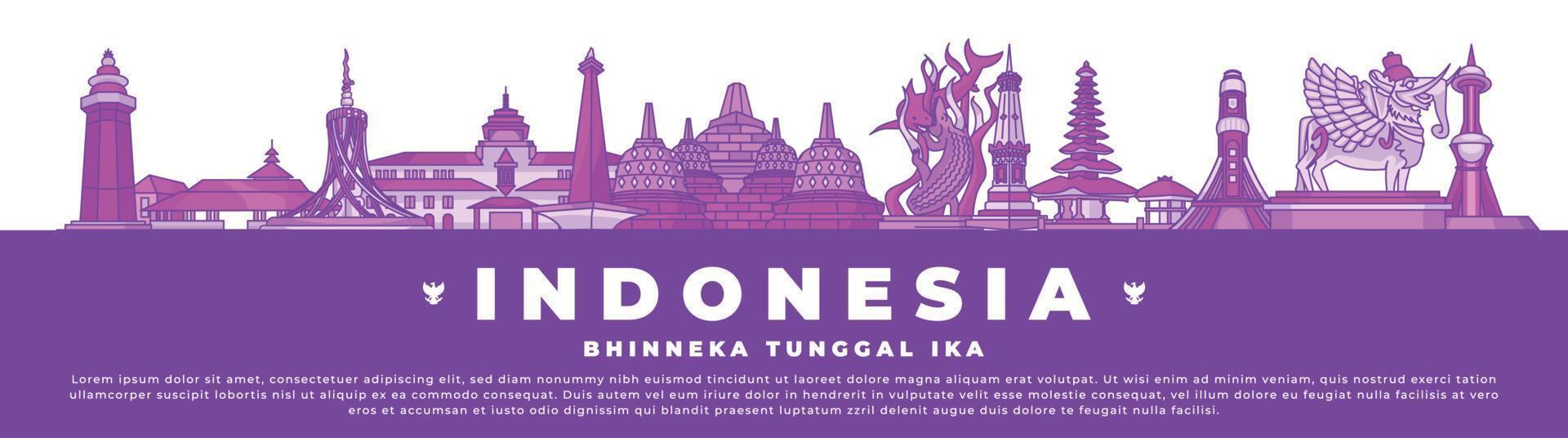 Indonesia banner city landmark vector