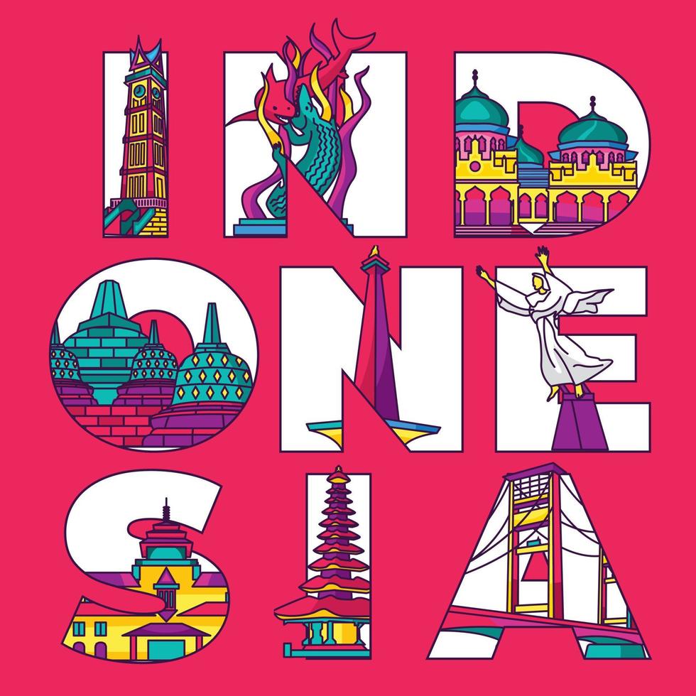 Indonesia typography poster vector
