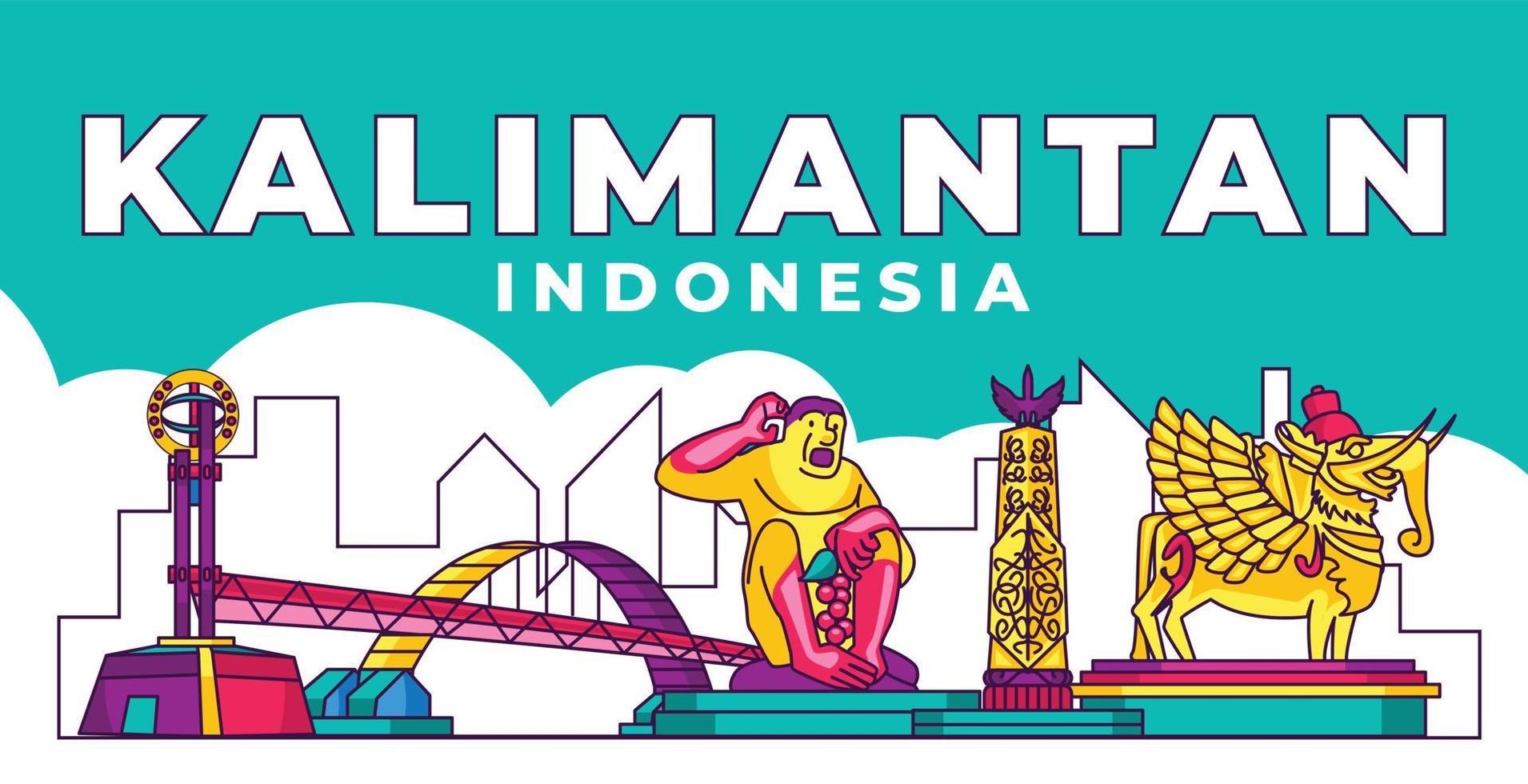 Kalimantan Indonesia City Banner vector