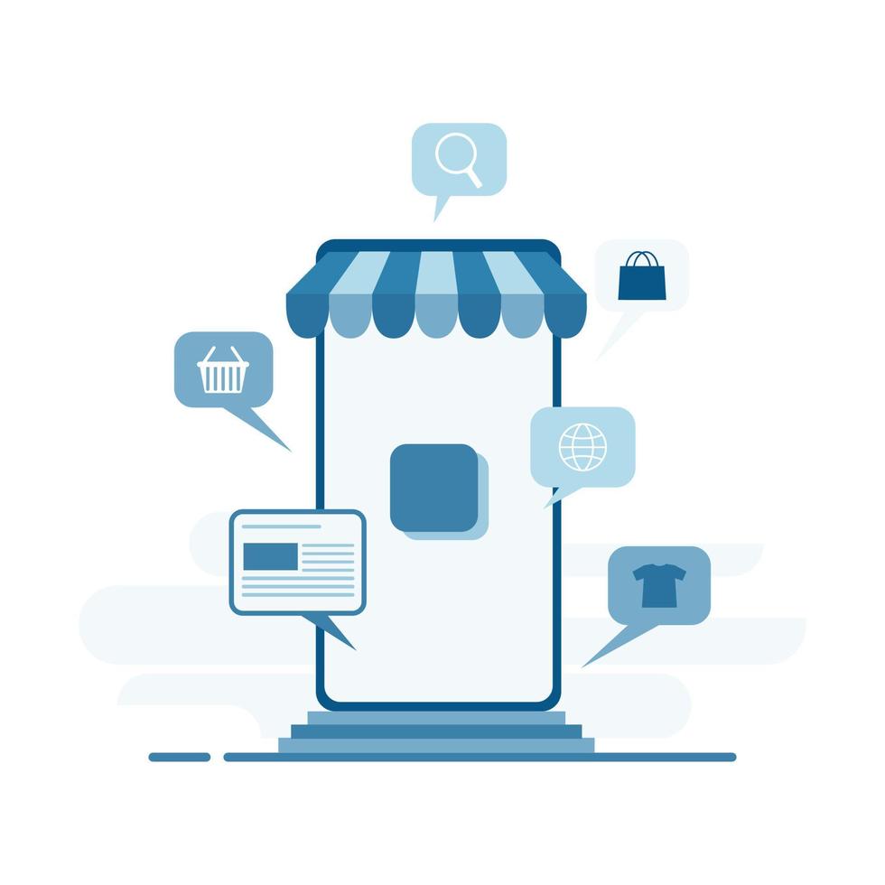 E-commerce Mobile Shopping Illustration vector