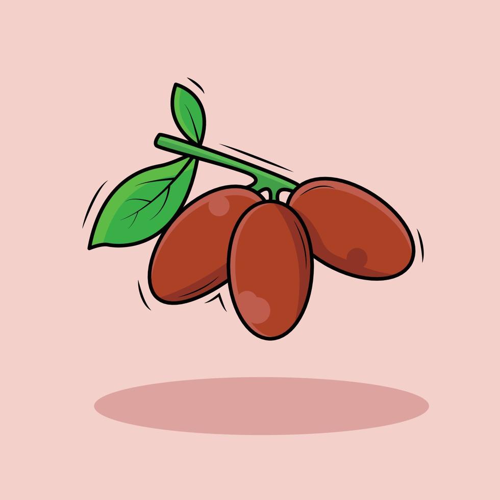 illustration of date plum fruit or kurma vector