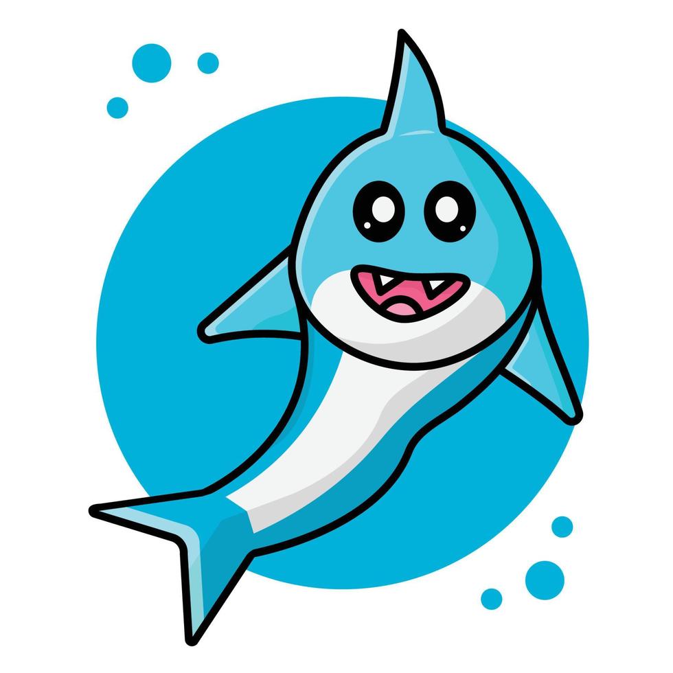 Illustration vector graphic of cute baby shark, Cartoon vector illustration.