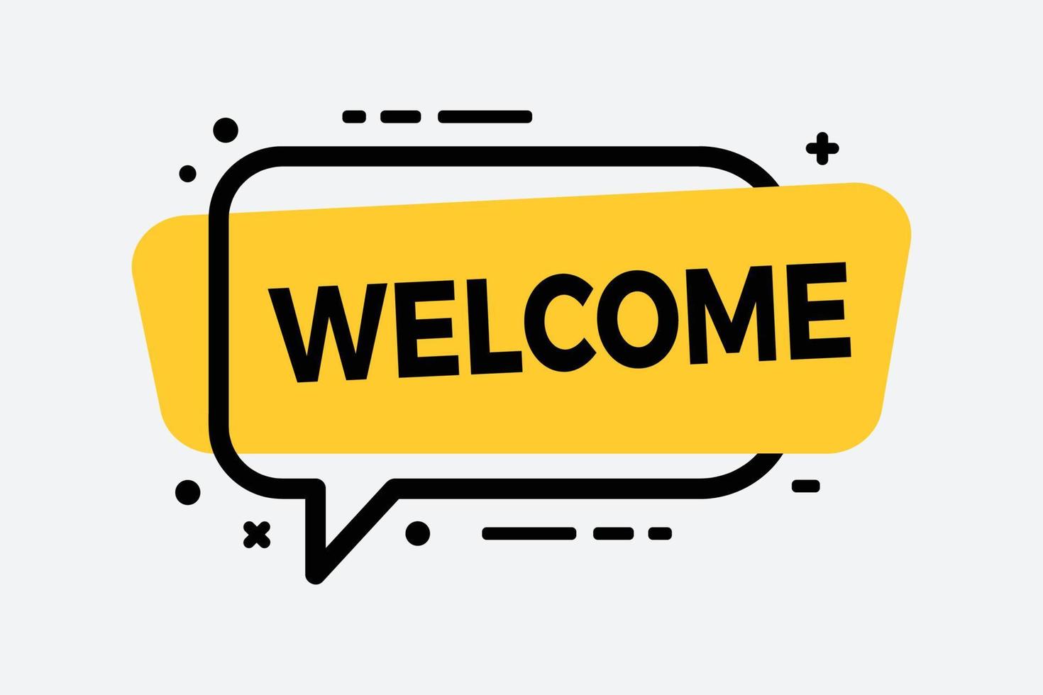 welcome lettering in bubble speech vector