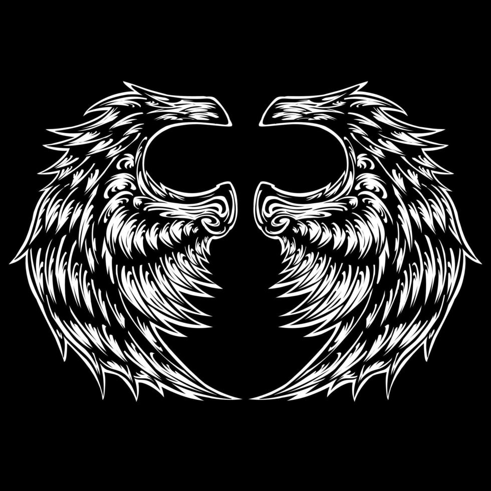 Vector angel wing tattoo design