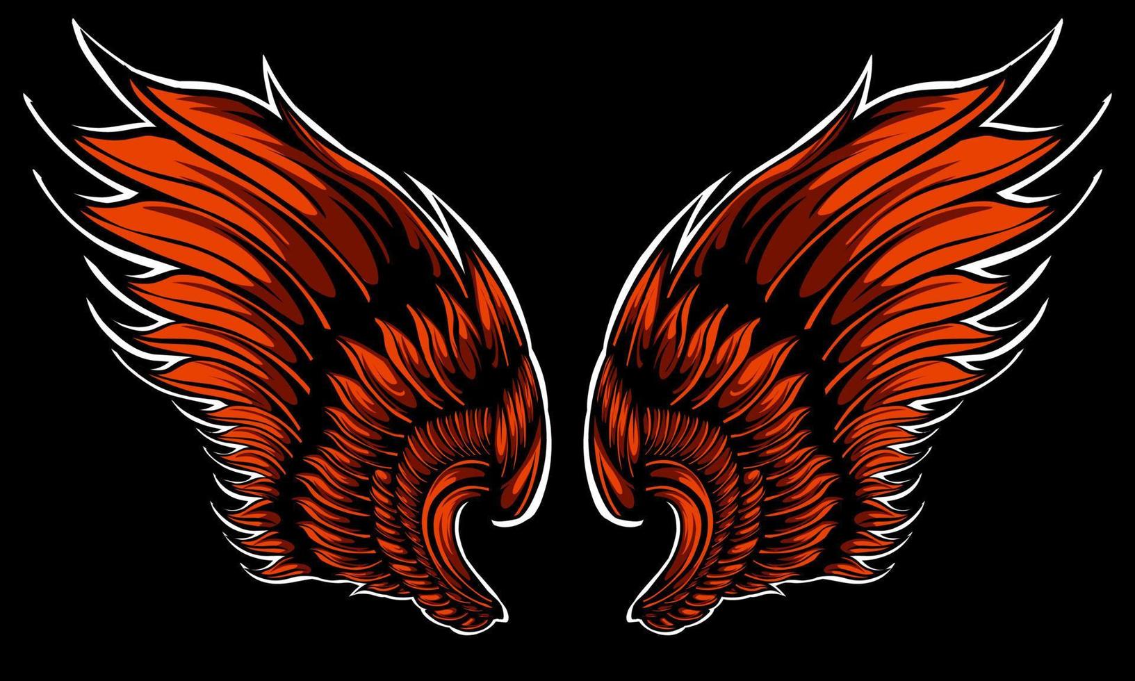 Red angel wings tattoo illustration vector