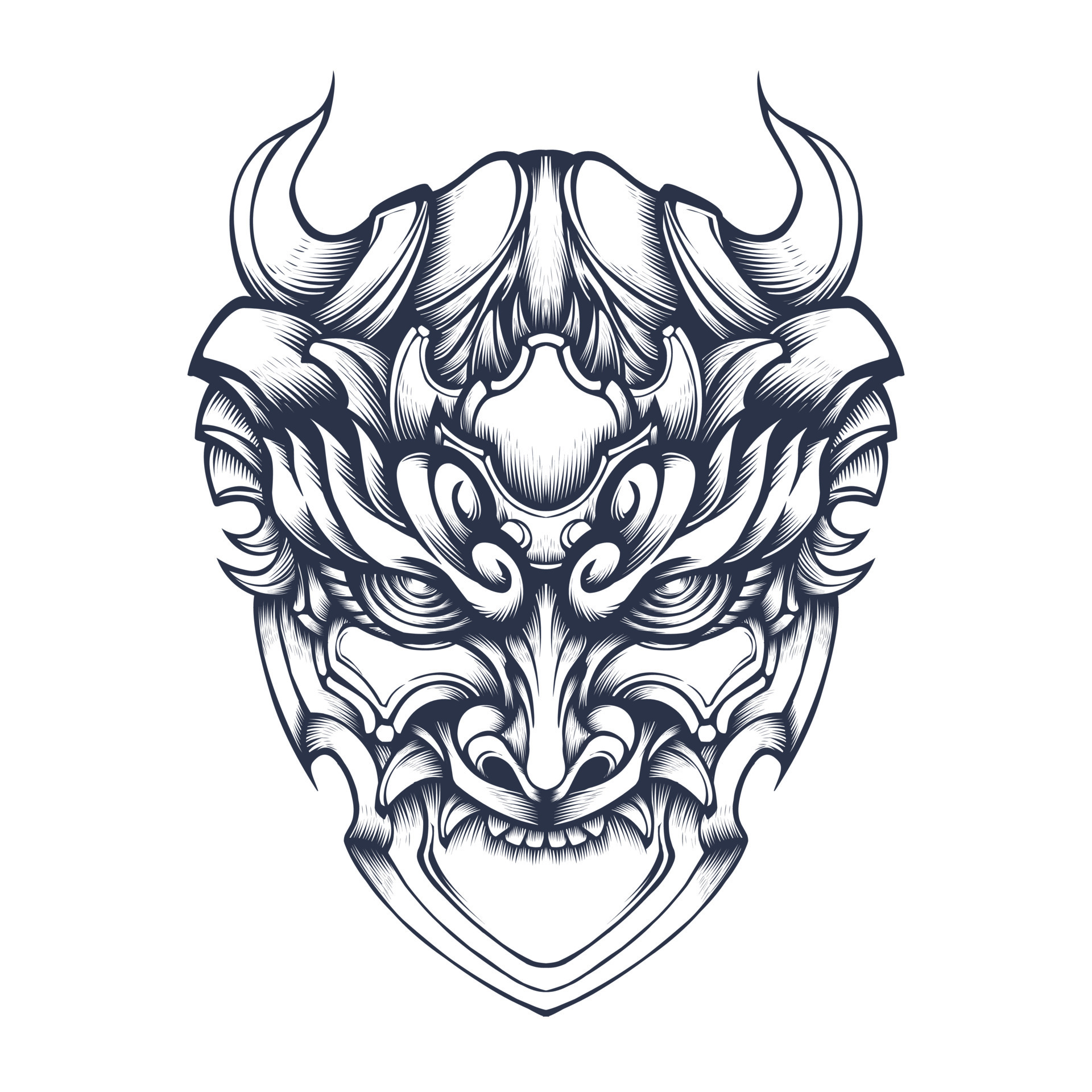 Oni mask design isolated on white 11049367 Vector Art at Vecteezy