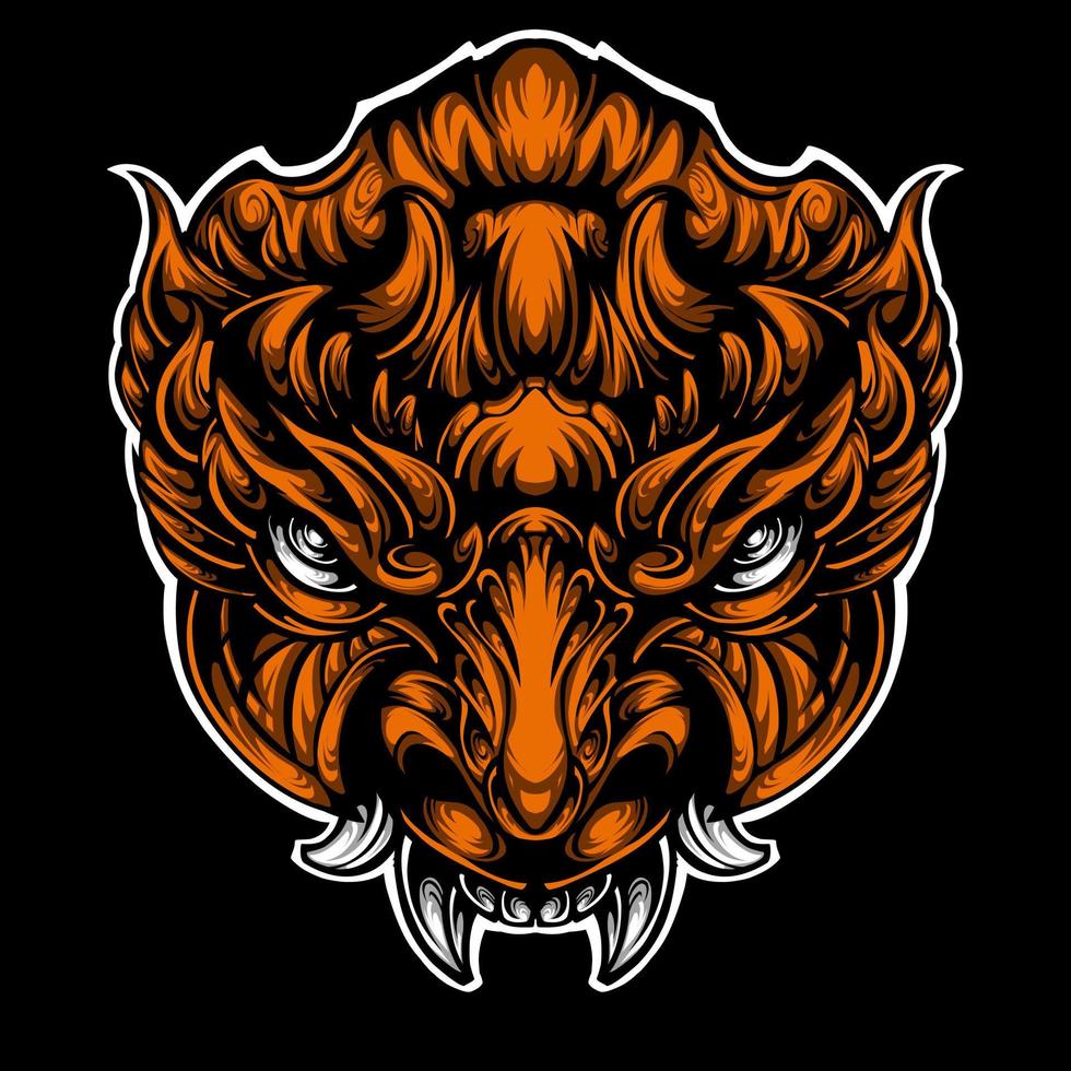 Oni mask tattoo design isolated on black vector