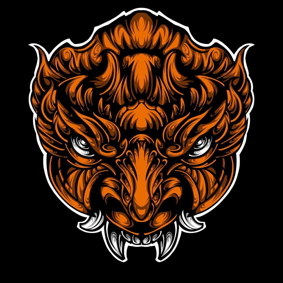 Oni mask tattoo design isolated on black vector