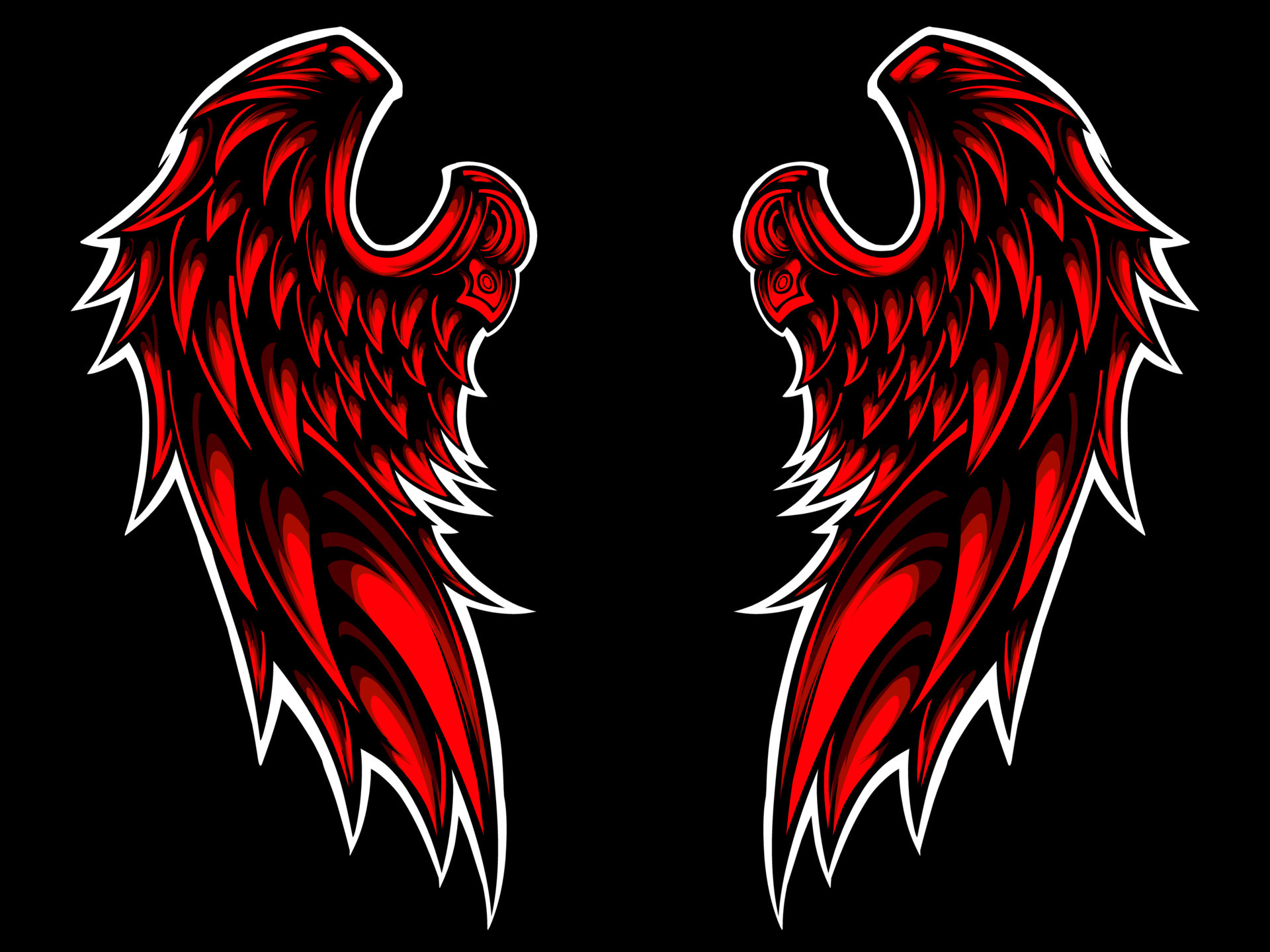 Angel wings mascot on black background 11049375 Vector Art at Vecteezy