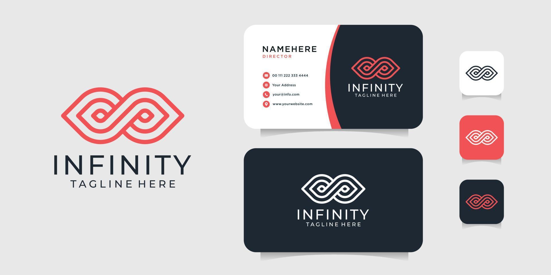 Infinity logo and business card design vector template. Logo can be used for icon, brand, identity, inspiration, monogram, and business company