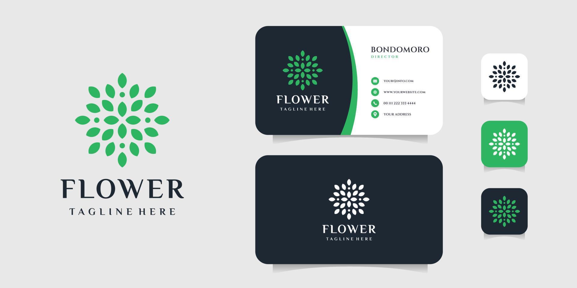 Set of flower logo and business card design vector inspiration template