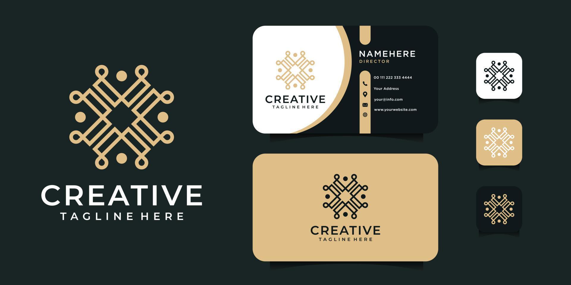 logotipo de flor de adorno creativo y diseño de tarjeta de visita inspiración vectorial vector