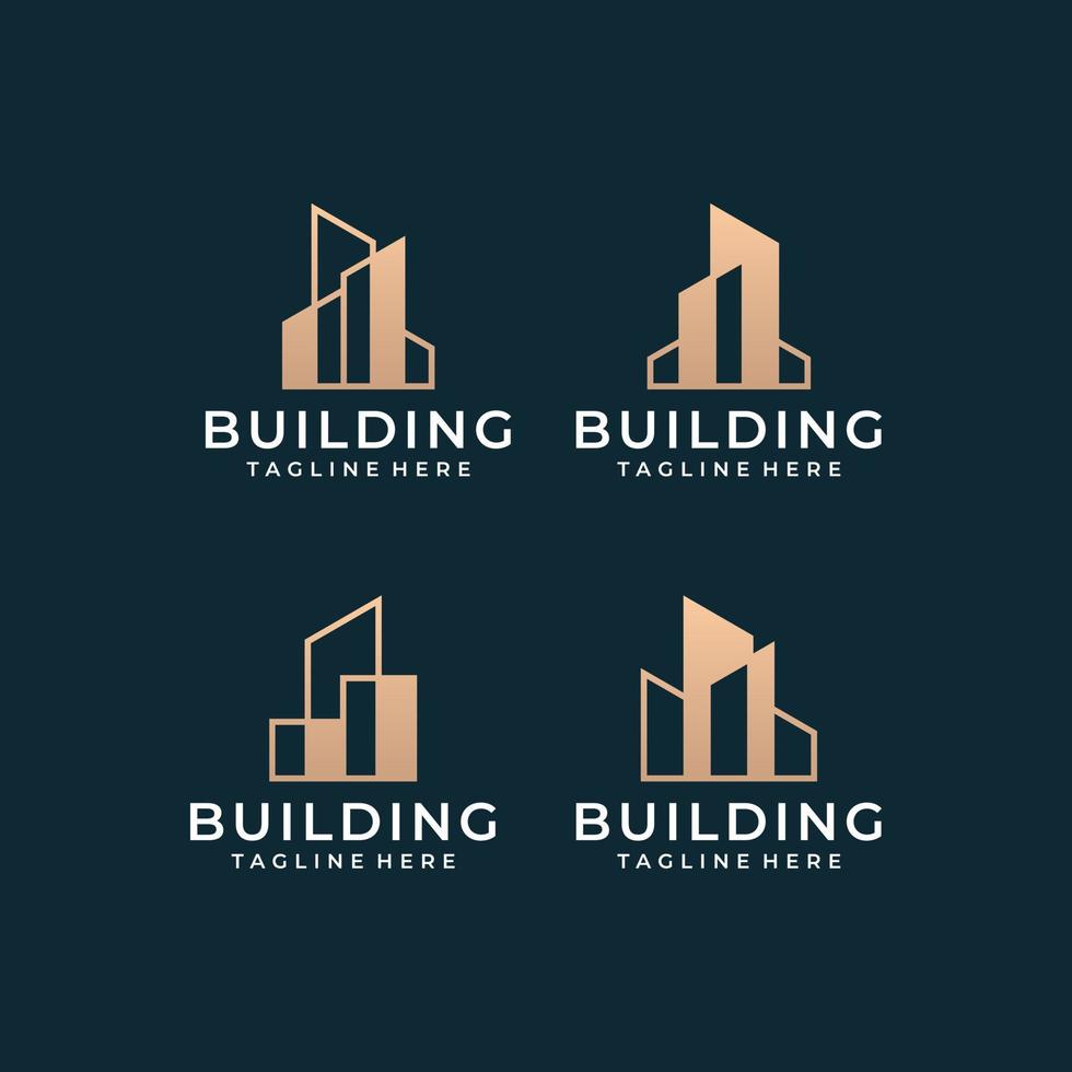 Inspiración vectorial de diseño de logotipo de edificio inmobiliario de lujo vector