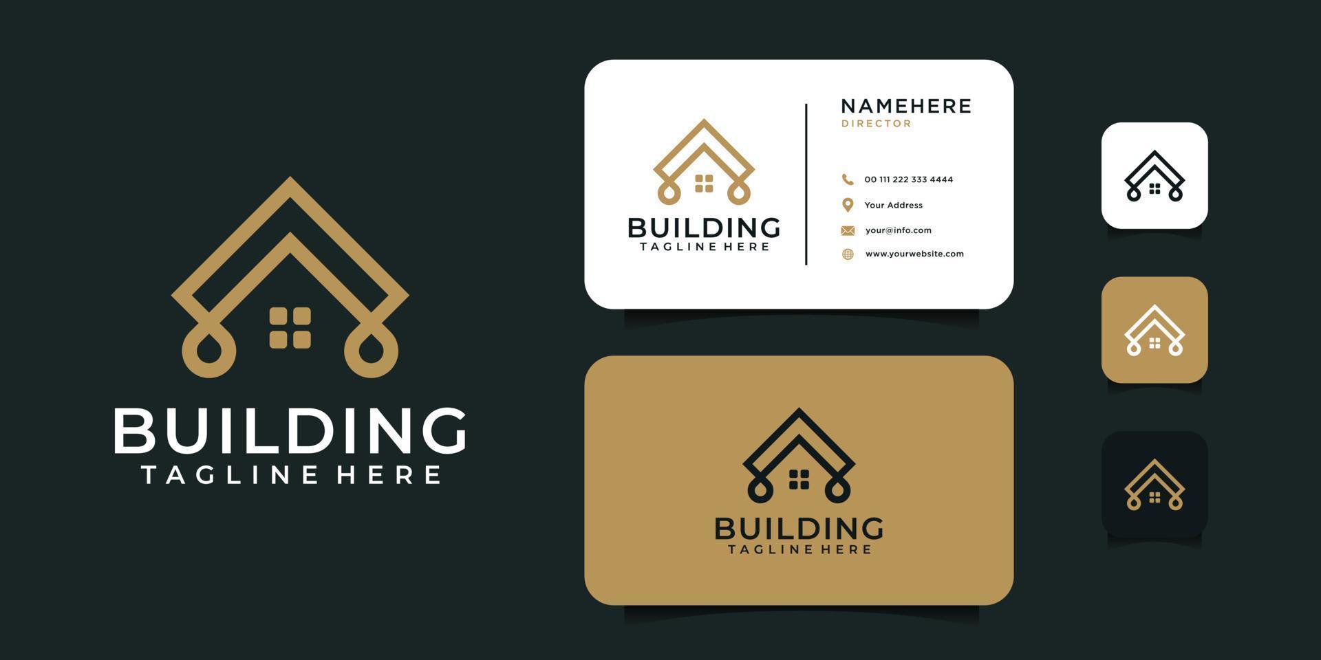 Creative modern building real estate logo and business card design vector template