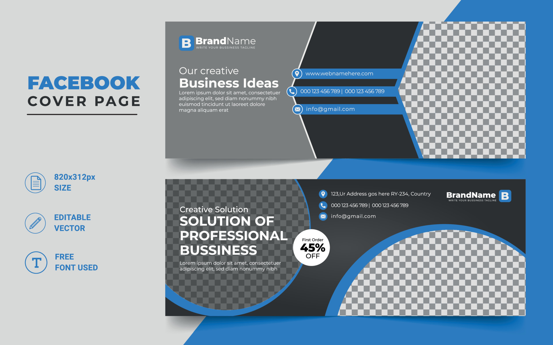 Corporate business social media design Facebook page cover template web banner 11049444 Vector