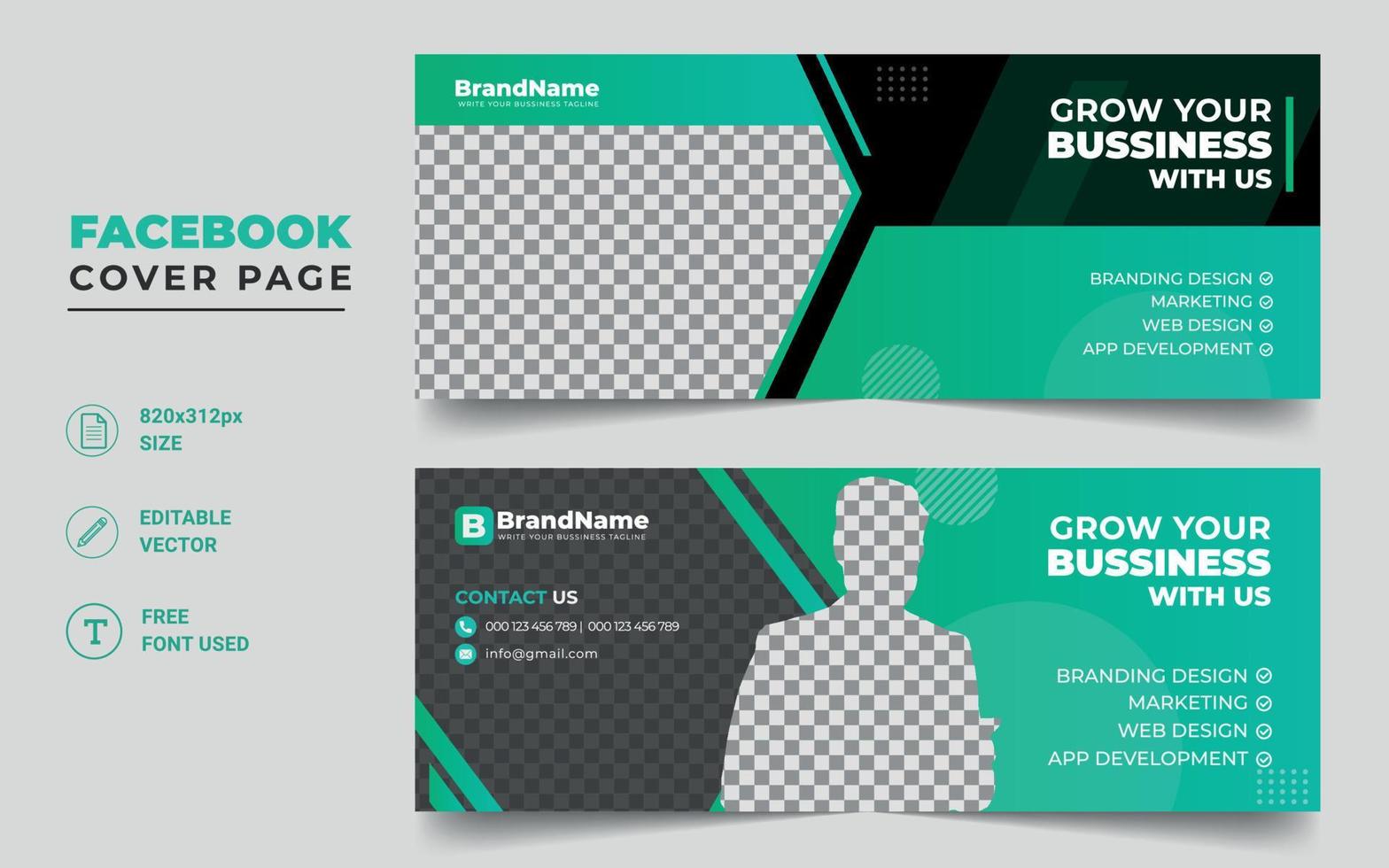 Corporate business social media design Facebook page cover template web banner vector