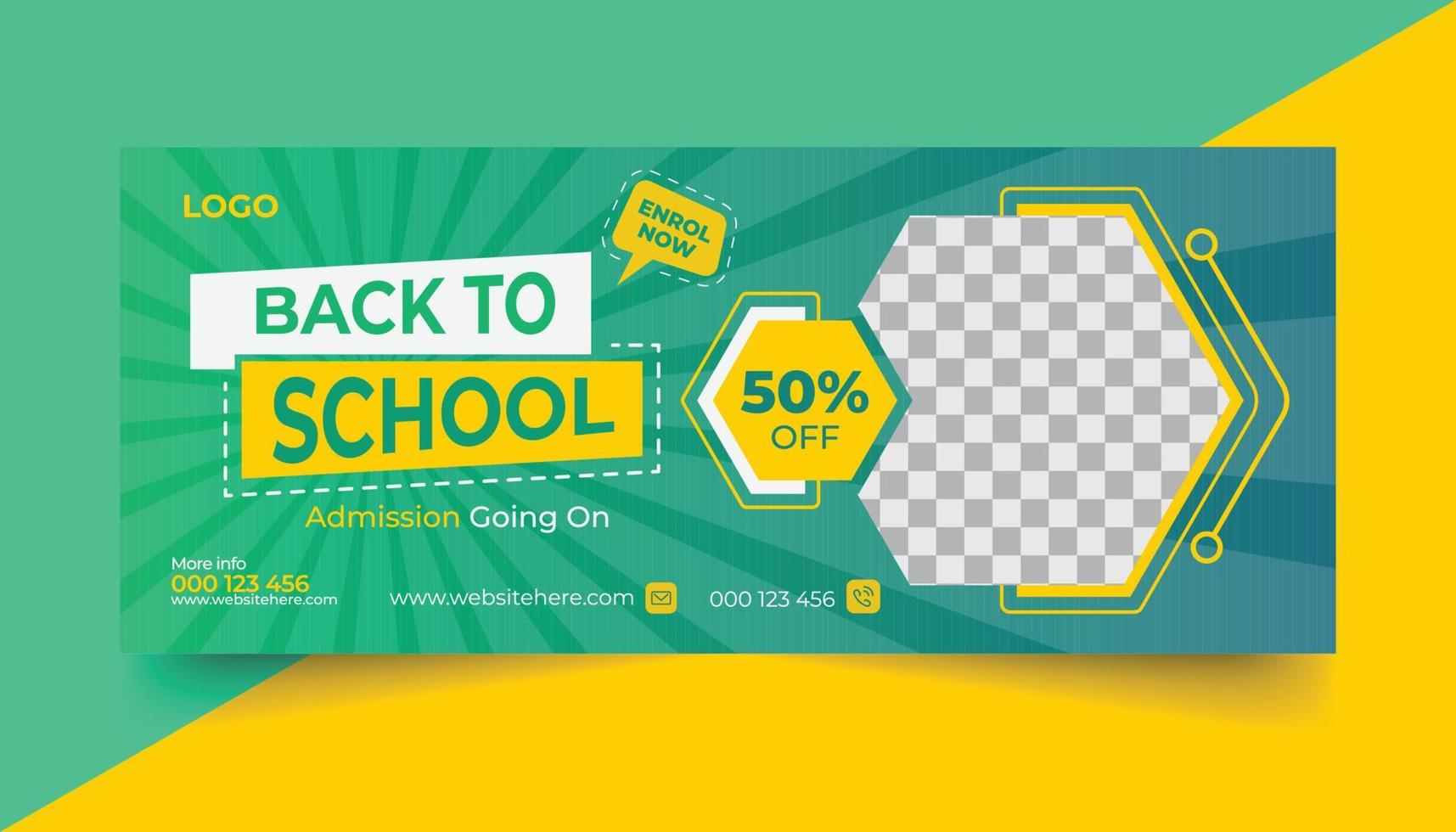 School admission social media page cover design, education banner template vector