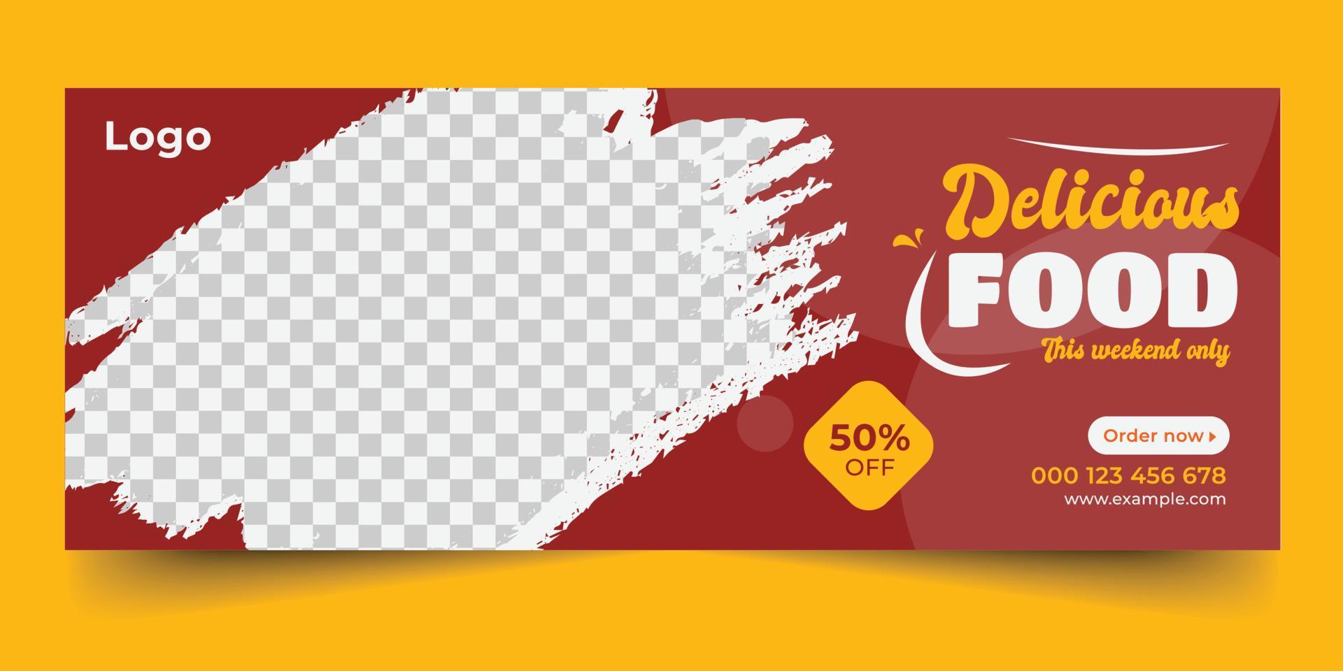 Delicious fast food social media page cover design vector