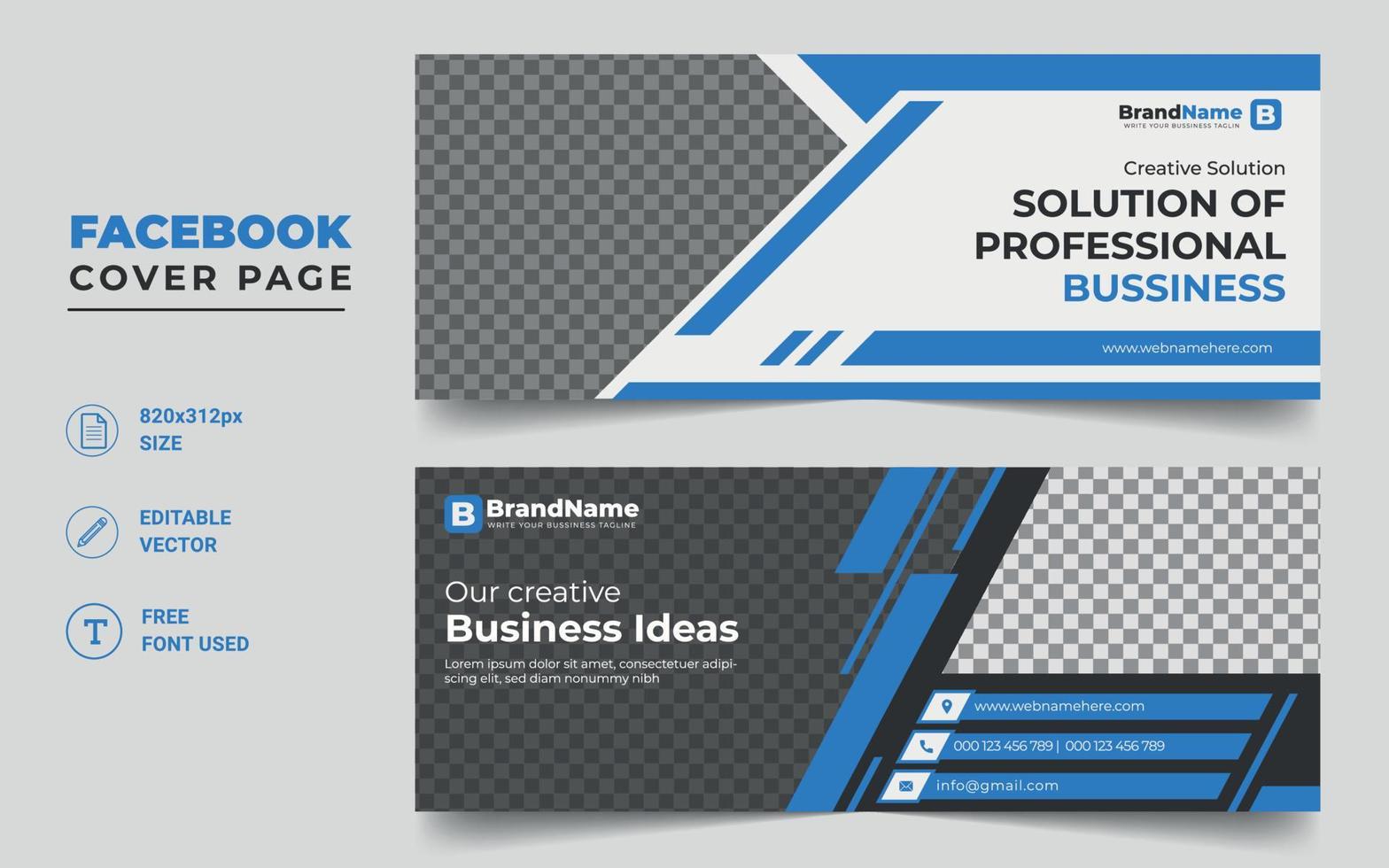 Corporate business social media design Facebook page cover template web banner vector