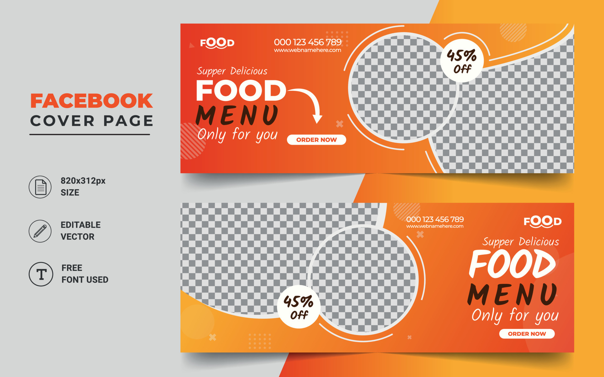 Restaurant food sale offer social media cover page timeline web ad
