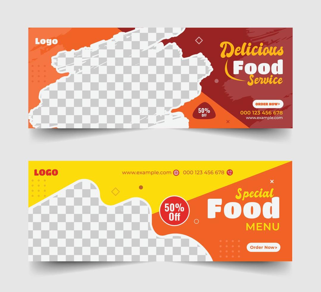 delicioso diseño de portada de página de redes sociales de comida rápida vector