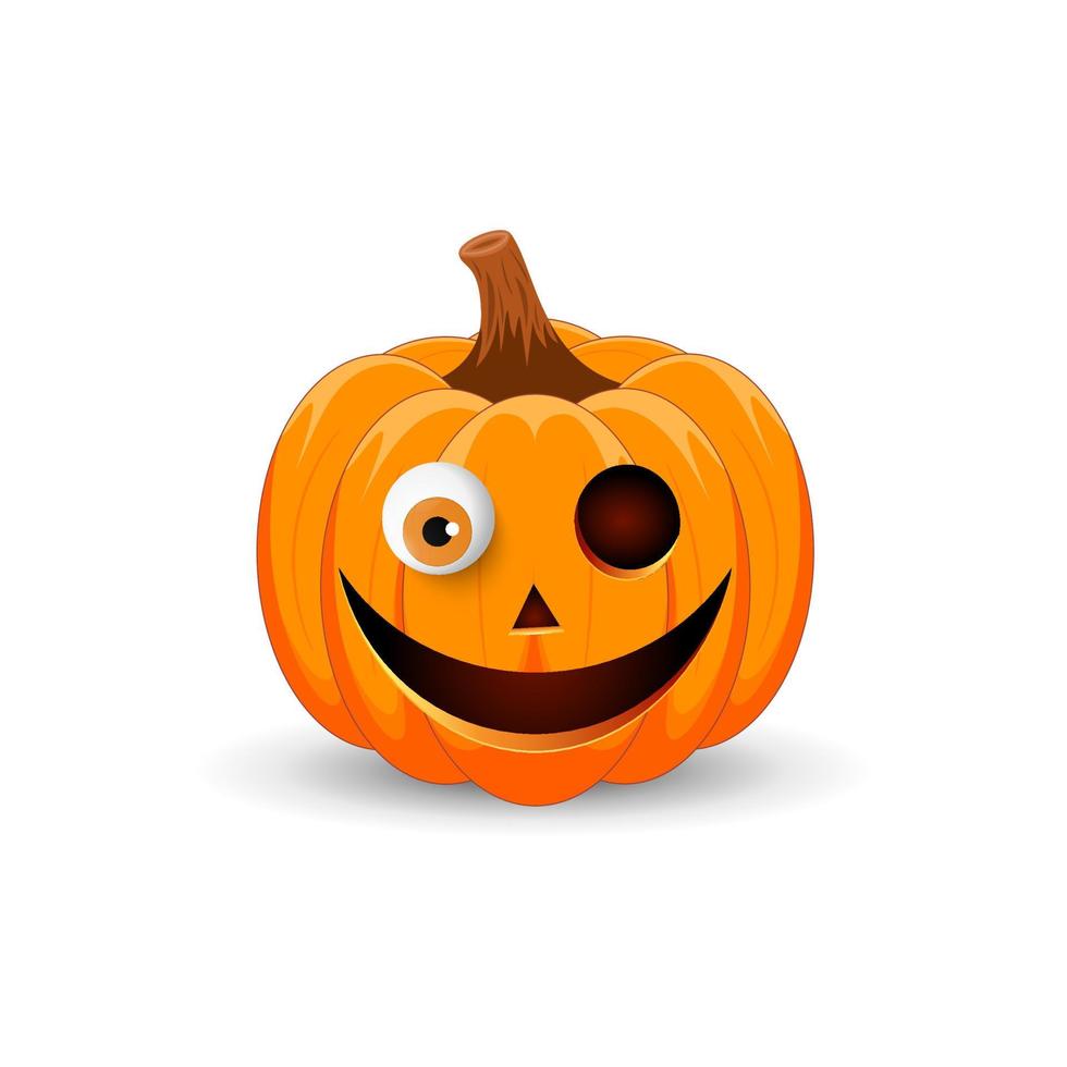 Halloween Pumpkin isolated on white background. The main symbol of the Happy Halloween holiday. Orange spooky pumpkin with scary smile holiday Halloween. vector