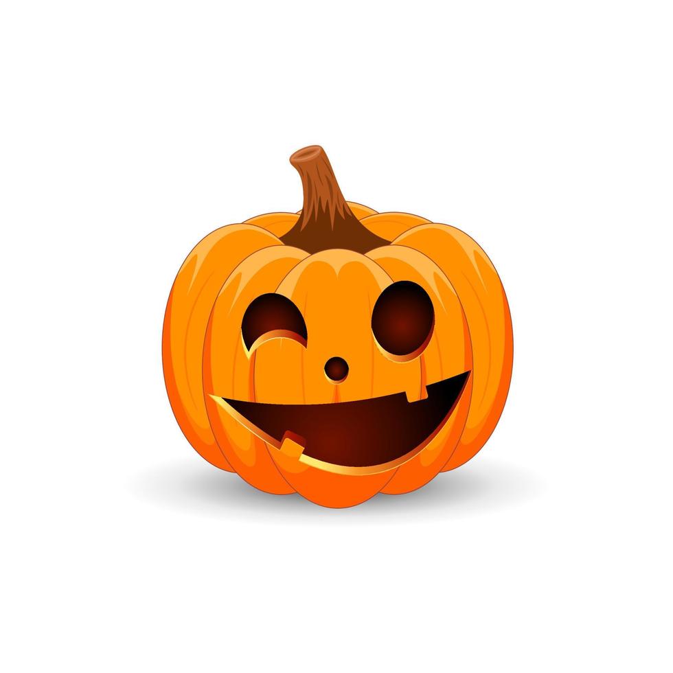 Halloween Pumpkin isolated on white background. The main symbol of the Happy Halloween holiday. Orange spooky pumpkin with scary smile holiday Halloween. vector