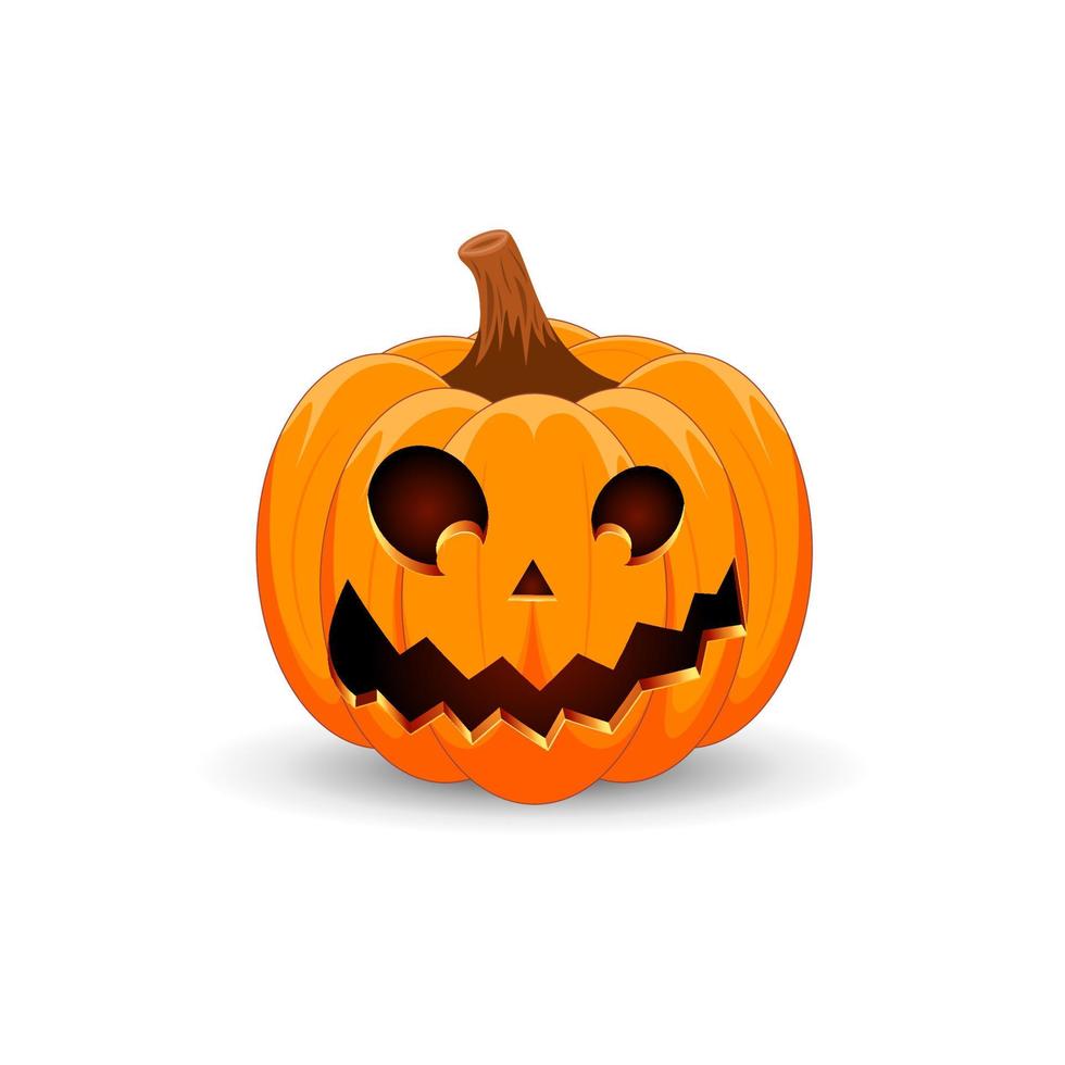 Halloween Pumpkin isolated on white background. The main symbol of the Happy Halloween holiday. Orange spooky pumpkin with scary smile holiday Halloween. vector