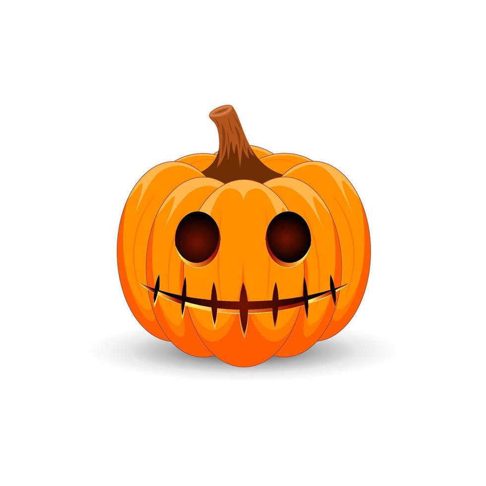 Halloween Pumpkin isolated on white background. The main symbol of the Happy Halloween holiday. Orange spooky pumpkin with scary smile holiday Halloween. vector