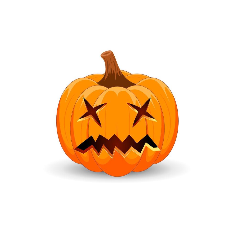 Halloween Pumpkin isolated on white background. The main symbol of the Happy Halloween holiday. Orange spooky pumpkin with scary smile holiday Halloween. vector