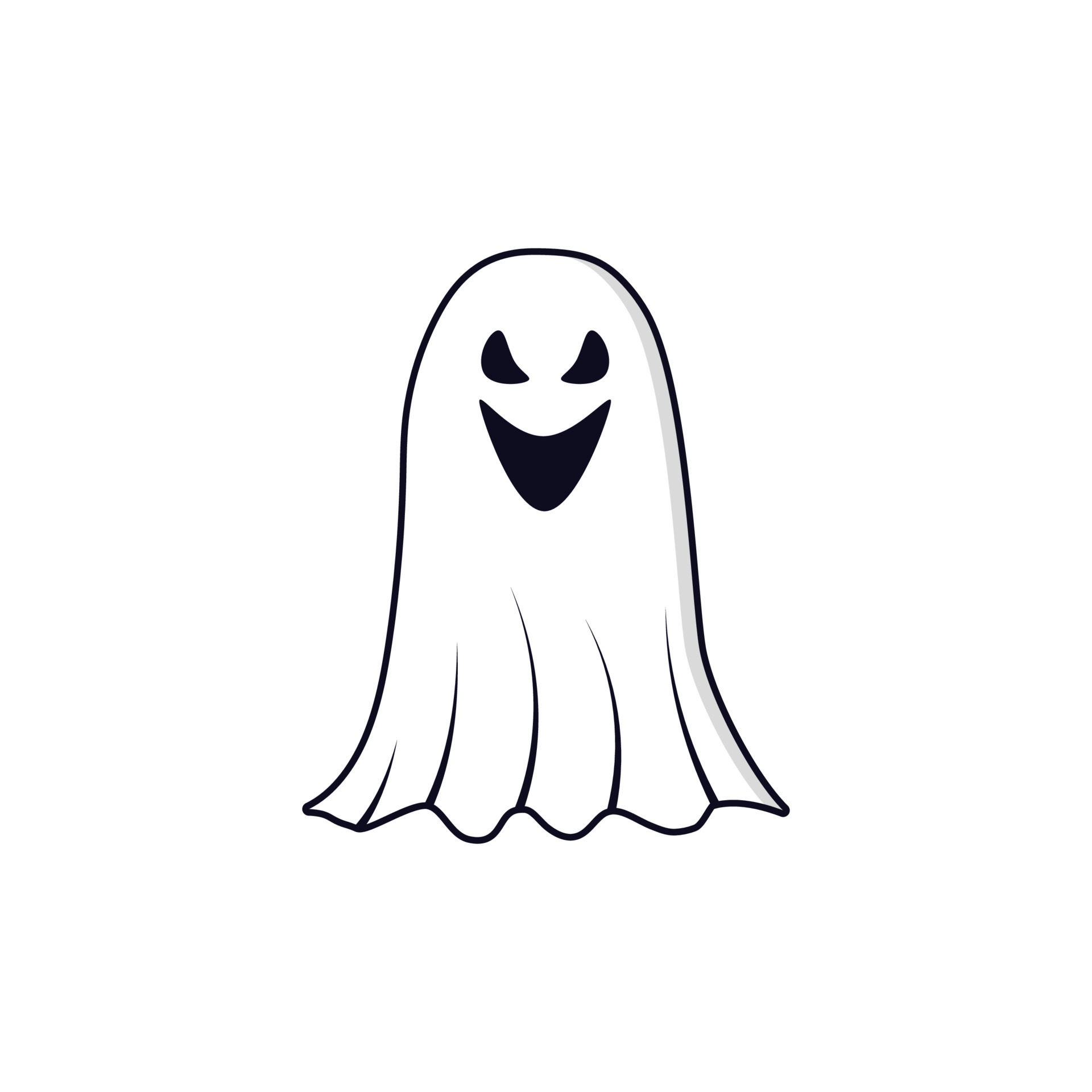 Halloween cartoon white ghost isolated on white background. Scary Ghost  Halloween white ghost. Ghost with a scary face. 11049500 Vector Art at  Vecteezy