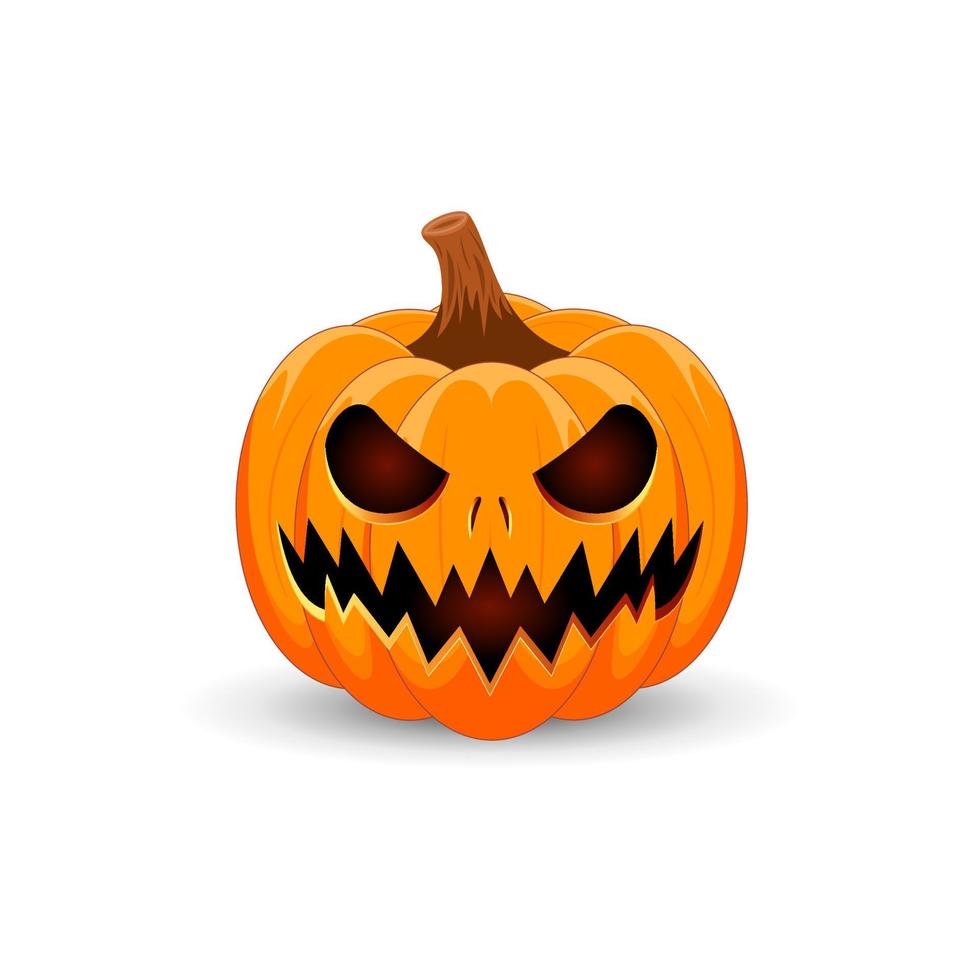 Halloween Pumpkin isolated on white background. The main symbol of the Happy Halloween holiday. Orange spooky pumpkin with scary smile holiday Halloween. vector