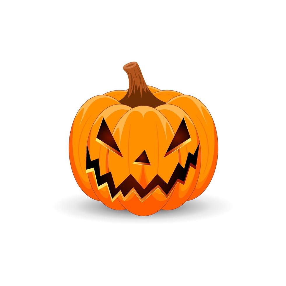 Halloween Pumpkin isolated on white background. The main symbol of the Happy Halloween holiday. Orange spooky pumpkin with scary smile holiday Halloween. vector