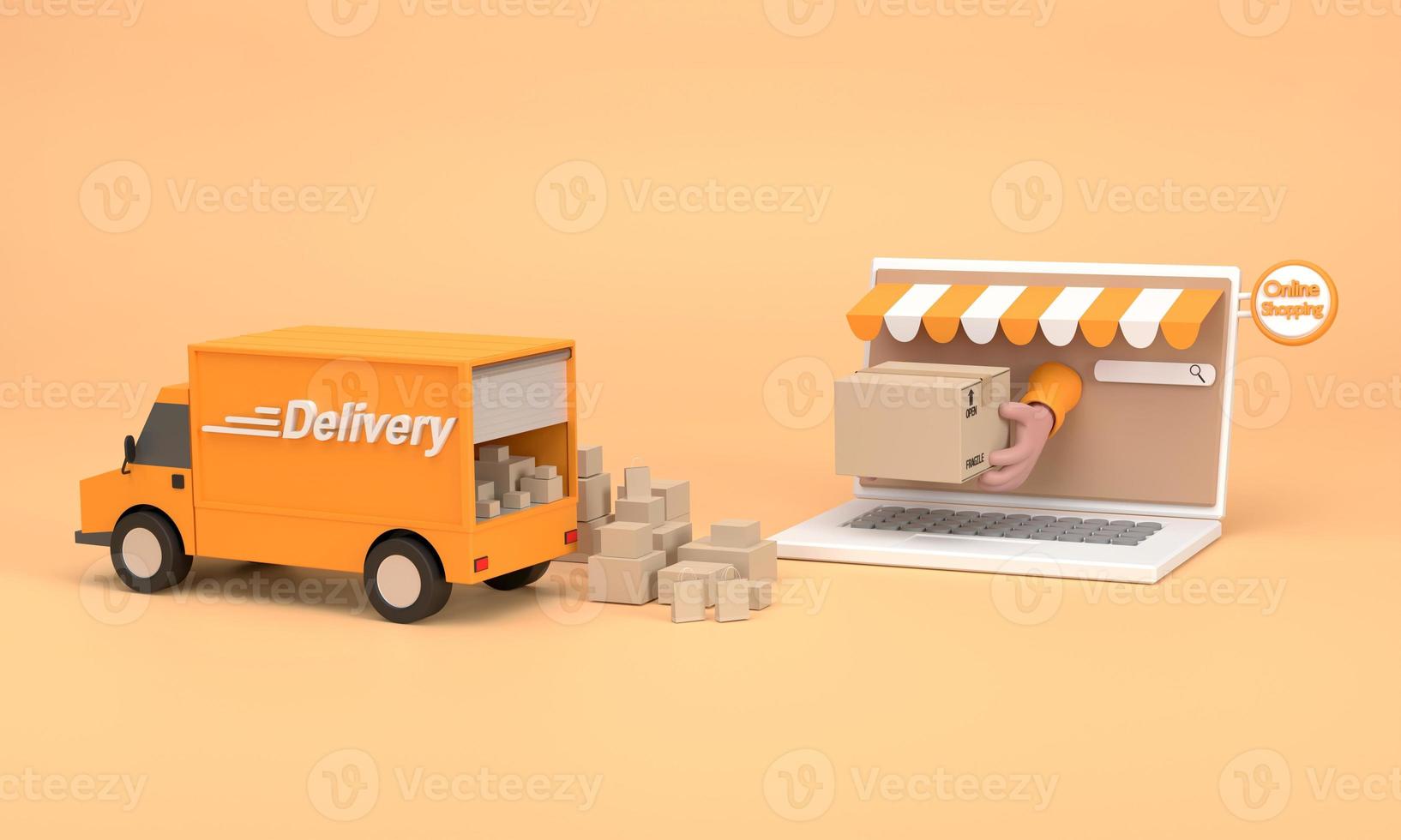 E-commerce concept, Shopping online and delivery service on computer application. photo