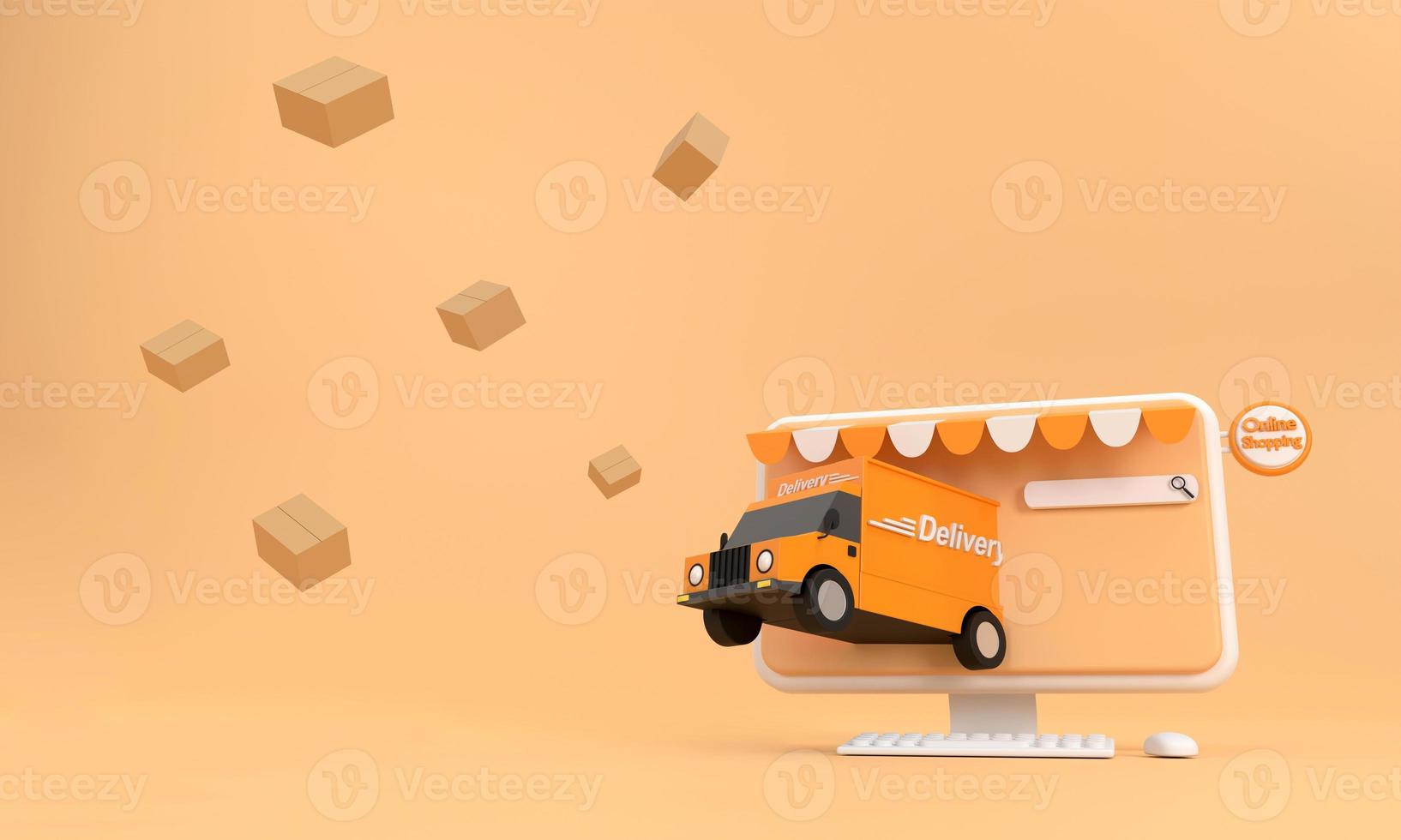 E-commerce concept, Shopping online and delivery service on computer application. photo