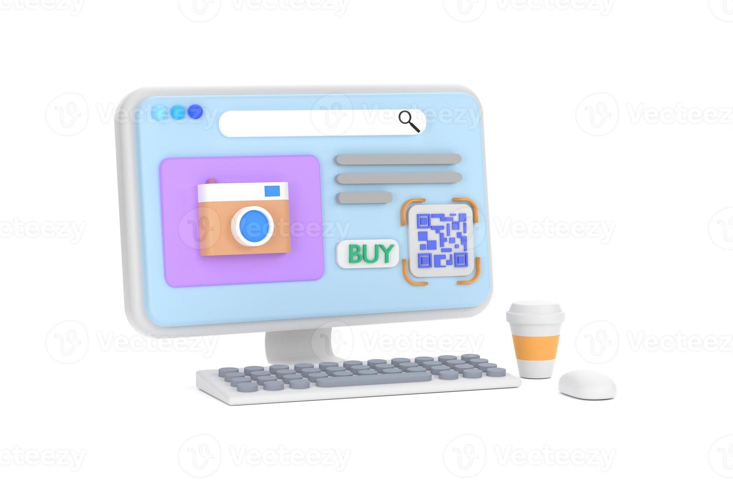 Online shopping. Open computer, Online store concept. Banner for marketing and promotion ecommerce. photo