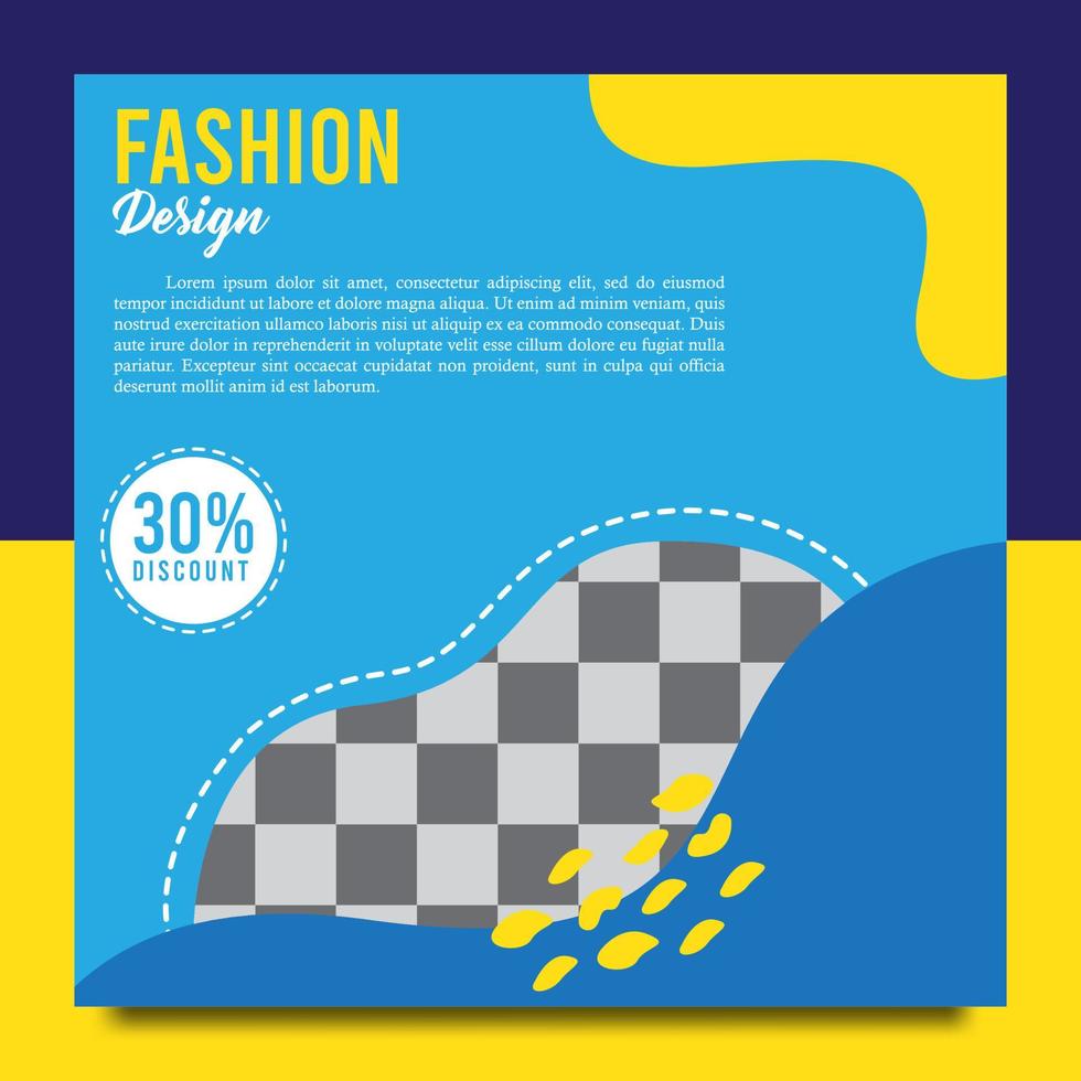 Social media post design template, with a square shape, suitable for promotional content on social media vector
