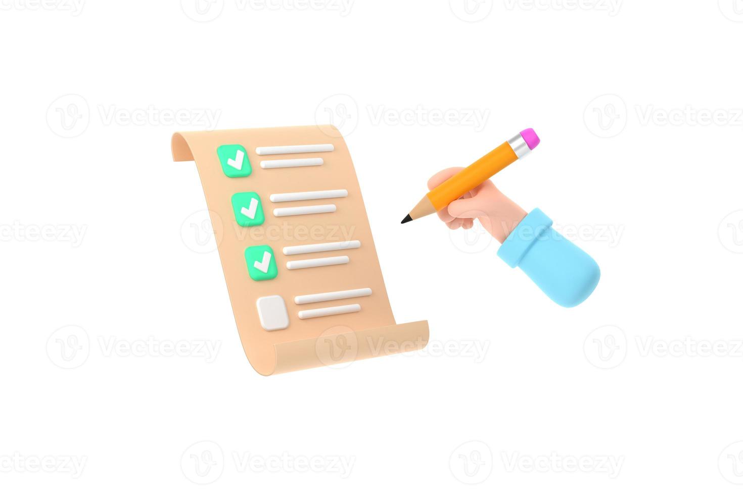 check list with businessman hands holding pencil, clipboard, check mark isolated photo