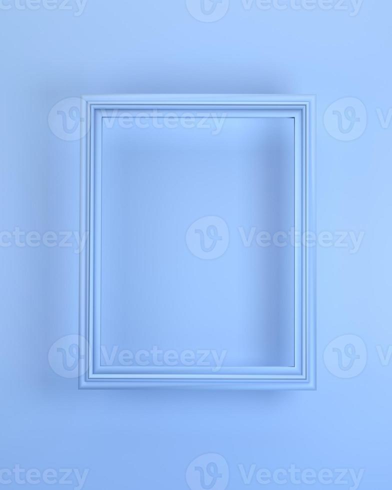 3D render Realistic blue frame. Perfect for your photo presentations on a blue background