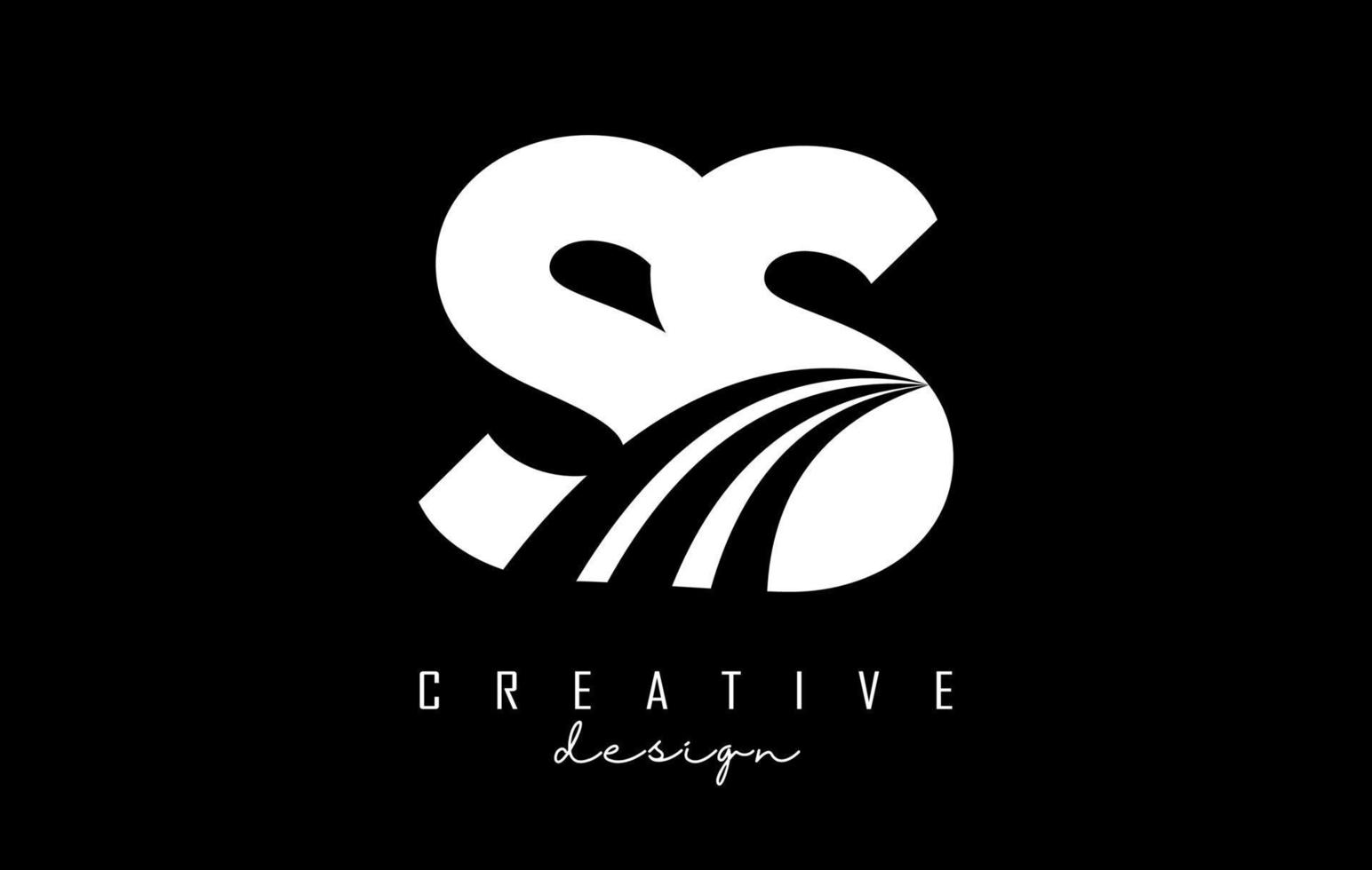 Creative white letters Ss s logo with leading lines and road concept design. Letters with geometric design. vector