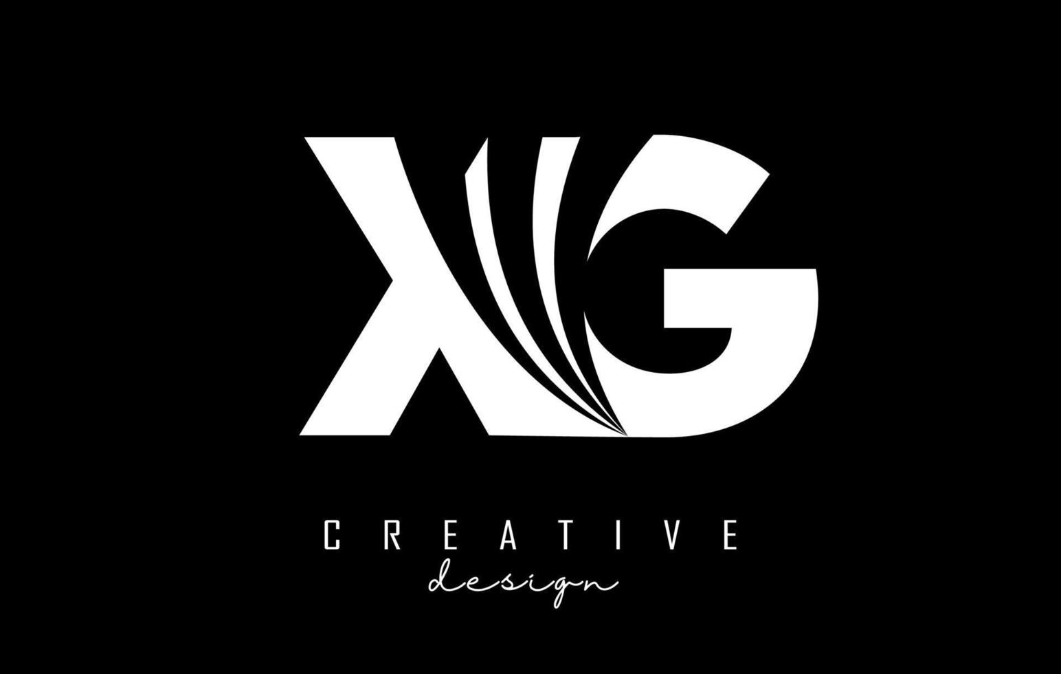 Creative white letters XG x g logo with leading lines and road concept design. Letters with geometric design. vector