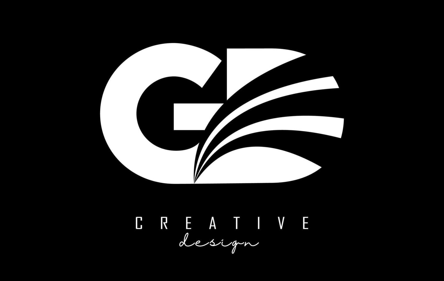 Creative white letters GD g d logo with leading lines and road concept design. Letters with geometric design. vector